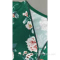 Ladie&#39;s Flower Stampato Long T-shirt manuiere con scollo a V